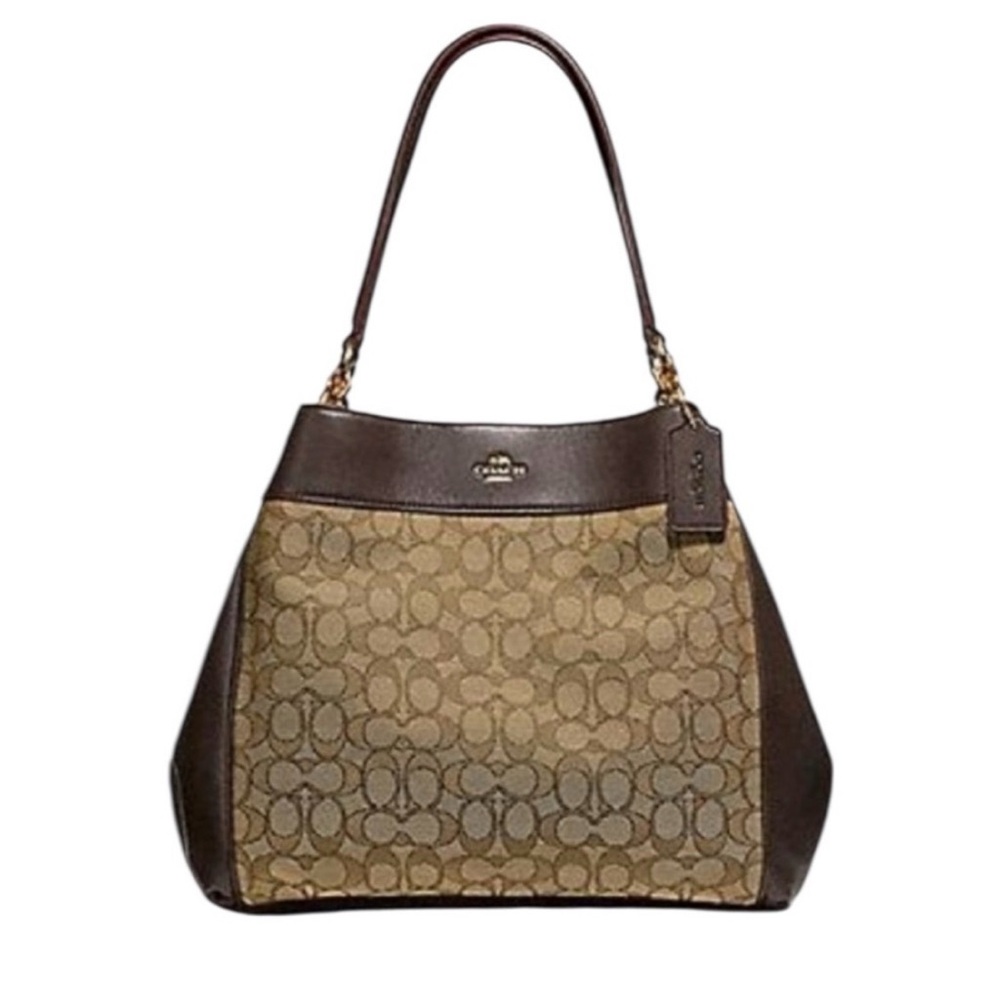 COACH NWOT ‎ LEXY SHOULDER BAG SIGNATURE CANVAS & LEATHER BROWN